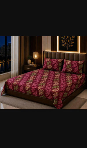 3 Pcs Cotton Sotton Printed Double Bedsheet | Zenoa Store