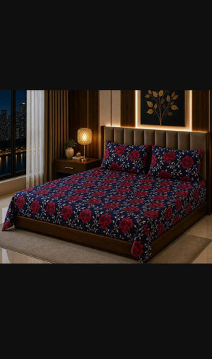 3 Pcs Cotton Sotton Printed Double Bedsheet | Zenoa Store