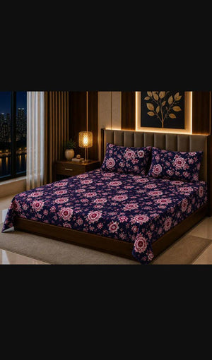 3 Pcs Cotton Sotton Printed Double Bedsheet | Zenoa Store