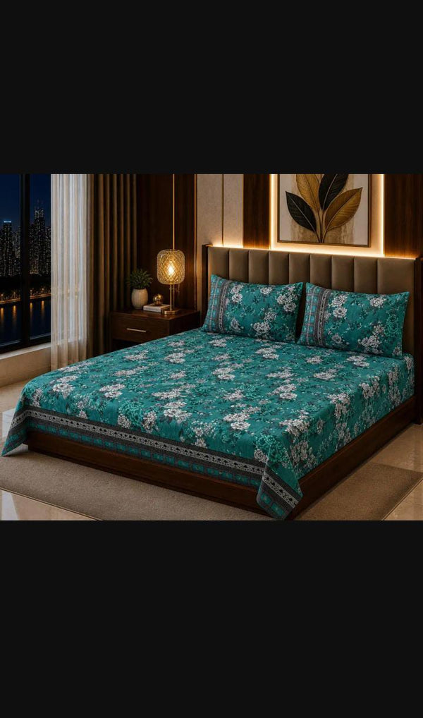 3 Pcs Cotton Sotton Printed Double Bedsheet | Zenoa Store