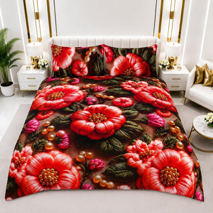 Luxury Digital Floral Bedsheet Set – 3 Piece