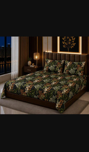 3 Pcs Cotton Sotton Printed Double Bedsheet | Zenoa Store