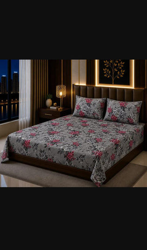 3 Pcs Cotton Sotton Printed Double Bedsheet | Zenoa Store