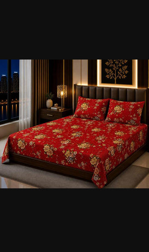 3 Pcs Cotton Sotton Printed Double Bedsheet | Zenoa Store