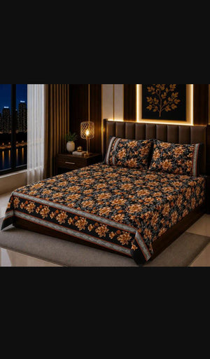 3 Pcs Cotton Sotton Printed Double Bedsheet | Zenoa Store
