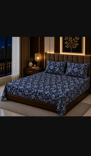 3 Pcs Cotton Sotton Printed Double Bedsheet | Zenoa Store