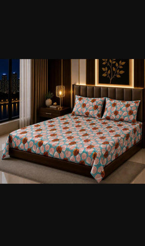 3 Pcs Cotton Sotton Printed Double Bedsheet | Zenoa Store