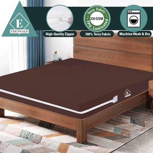 2 Side Zipper Waterproof Mattress Cover in brown